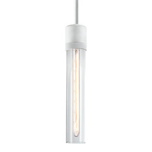  P11706-E26-MW-G1 - 3" E26 Cylindrical Pendant Light, 12" Clear Glass and Matte White Finish