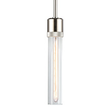  P11707-E26-PN-G1 - 3" E26 Cylindrical Pendant Light, 12" Clear Glass and Polished Nickel Finish