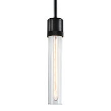  P11708-E26-SBB-G1 - 3" E26 Cylindrical Pendant Light, 12" Clear Glass and Satin Brushed Black Finish