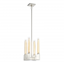  P30100-4-PN - 4-Light 12" Polished Nickel Square Arm Styled Glass Chandelier