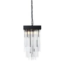  P30112-4-SBB - 4-Light 12" Square Satin Brushed Black Crystal Pendant Light