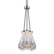  PC10911-LED-3-PN - LED 3CCT 3-Light Heavy Clear Rain Drop Glass Polished Nickel Cluster Chandelier