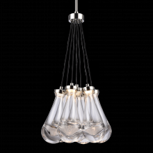  PC10915-LED-7-PN - LED 3CCT 7-Light Heavy Clear Rain Drop Glass Polished Nickel Cluster Chandelier