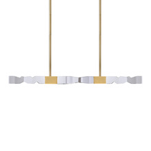  PL11345-LED-49-2x2-AGB - LED 3CCT 4-Light 49" Unique 2"x2" Carved Crystals Luxury Aged Brass Linear Pendant