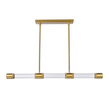  PL11725-LED-3-AGB-G3 - 48" LED 3CCT Sleek Linear Pendant, Clear Fluted Glass Shades and Aged Brass Finish