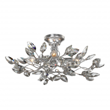  SF50004-4-SL-CL - 4-Light 22" Organic Silver Leaf Semi-Flush Mount