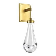  WS10905-LED-AGB - LED 3CCT 1-Light Heavy Clear Rain Drop Glass Aged Brass Vertical Wall Sconce