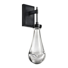  WS10908-LED-SBB - LED 3CCT 1-Light Heavy Clear Rain Drop Glass Satin Brushed Black Vertical Wall Sconce