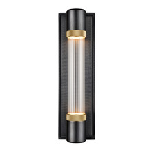  WS11724-LED-1-SBB-K-AGB-G3 - LED 3CCT Fuse Wall Sconce, 12" Fluted Glass and Satin Brushed Black with Brass Finish