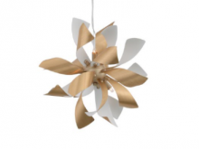  P30086-6-BB+MW - 6-Light Decorative Floral Windmill Brushed Brass Pendant Light