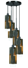  FX-3641-5 - 60W X 5 Reggio Wood Pendant Glass Fixture (Edison Bulbs Not included)