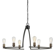  FX-3664-6 - 19.5" Height Metal Chandelier in Dark Bronze Finish