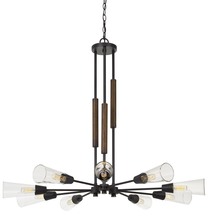  FX-3693-9 - 60W X 9 Vasto Wood/Metal Chandelier With Glass Shade (Edison Bulbs Not included)