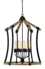  FX-3707-8 - Dali 60W X 8 Metal/Pine Wood Chandelier  (Edison Bulbs Not included)