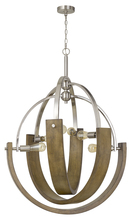  FX-3741-6 - 60W X 6 Rauma Metal/Wood Chandelier (Edison Bulbs Are Not Included)