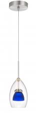  UP-128-CL-BLUFR - Integrated dimmable LED glass mini pendant light. 6W, 450 lumen, 3000K