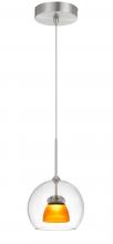  UP-335-CL-AMBFR - Integrated dimmable LED glass mini pendant light. 6W, 450 lumen, 3000K