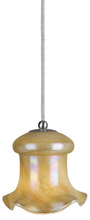  UP-978/6-BS - 6.4" Tall Glass and Metal Pendant with Brushed Steel Cord