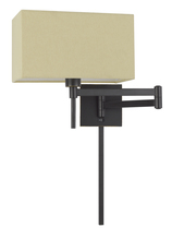  WL-2930-DB - 60W Robson Wall Swing Arm Reading Lamp With Rectangular Hardback Fabric Shade. 3 Ft Wire Cover inclu