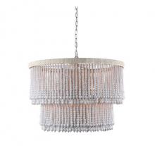  H22110-6W - Sea Breeze Wood Beads Drum Chandelier