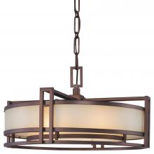  n6963-267b - Cimarron Bronze Brushed Caramel Silk Glass Drum Shade Pendant