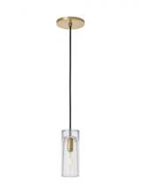  SLPD277CNB - Sean Lavin Horizon 1-light dimmable small accent pendant with natural brass finish and glass shade