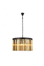  1208D26MB-GT/RC - Sydney 8 Light Matte Black Chandelier Golden Teak (Smoky) Royal Cut Crystal