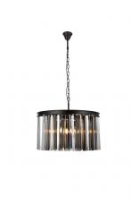  1208D26MB-SS/RC - Sydney 8 Light Matte Black Chandelier Silver Shade (Grey) Royal Cut Crystal