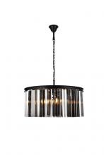  1208D31MB-SS/RC - Sydney 8 Light Matte Black Chandelier Silver Shade (Grey) Royal Cut Crystal