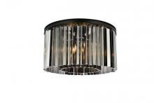  1208F26MB-SS/RC - Sydney 8 Light Matte Black Flush Mount Silver Shade (Grey) Royal Cut Crystal