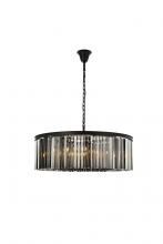  1208G43MB-SS/RC - Sydney 10 Light Matte Black Chandelier Silver Shade (Grey) Royal Cut Crystal