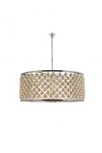  1214G43PN-GT/RC - Madison 10 Light Polished Nickel Chandelier Golden Teak (Smoky) Royal Cut Crystal