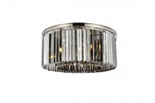  1238F31PN-SS/RC - Sydney 8 Light Polished Nickel Flush Mount Silver Shade (Grey) Royal Cut Crystal