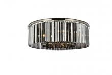  1238F43PN-SS/RC - Sydney 10 Light Polished Nickel Flush Mount Silver Shade (Grey) Royal Cut Crystal