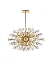  2550D36SG - Vera 36 inch crystal starburst oval pendant in gold