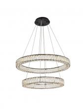  3503G32BK - Monroe 32 Inch LED Double Ring Chandelier in Black