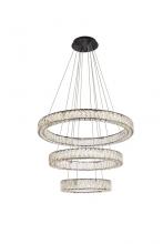  3503G3LBK - Monroe 32 Inch LED Triple Ring Chandelier in Black