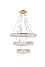  3503G3LG - Monroe Integrated LED Chip Light Gold Chandelier Clear Royal Cut Crystal