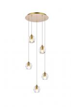  3505G12G - Eren 5 Lights Gold Pendant