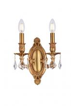  9202W9FG/RC - Rosalia 2 Light French Gold Wall Sconce Clear Royal Cut Crystal