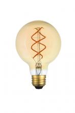  G25LED302-6PK - LED Decorative Helix Vertical 2000k Nostaligic Filament 6 Watts 300 Lumens Amber Tint G25 Lt Bulb