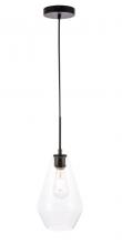  LD2260BK - Gene 1 Light Black and Clear Glass Pendant