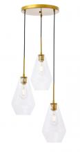  LD2262BR - Gene 3 Light Brass and Clear Glass Pendant