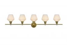  LD2325SG - Gene 5 Light Satin Gold and Frosted White Glass Wall Sconce