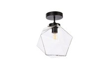  LD2346BK - Lawrence 1 Light Black and Clear Glass Flush Mount