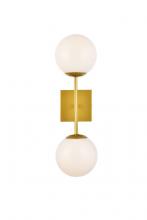  LD2358BR - Neri 2 Lights Brass and White Glass Wall Sconce