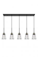  LD4047D46BRB - Auspice 5 Light Brass and Black Pendant