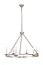  LD6010D32BN - Maine Collection Chandelier D32.4 H23.25 Lt:6 Burnished Nickel Finish