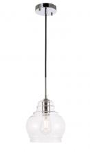  LD6199C - Pierce 1 Light Chrome and Clear Seeded Glass Pendant