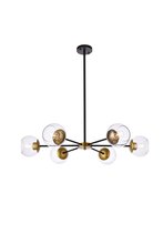  LD642D36BRK - Briggs 36 Inch Pendant in Black and Brass with Clear Shade